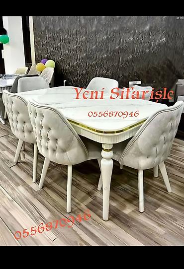 ofis stullari: Qonaq otağı üçün, Yeni, Açılmayan, Dördbucaq masa, 6 stul — 2