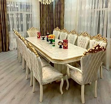 Sifarişlə masa və oturacaq dəstləri: Dördbucaq masa, Qonaq otağı üçün, 10 nəfər, Açılan, Türkiyə, Zəmanətli — 10