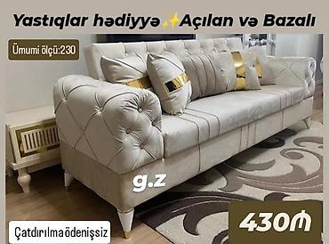 divan: Açılan və bazalı divan - Ümumi ölçü: 230 sm - Rəng: açıq bej - — 1