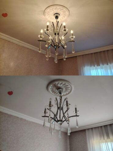 3 10 taxta qiymeti: Çılçıraq, 6 lampa, Xrustal