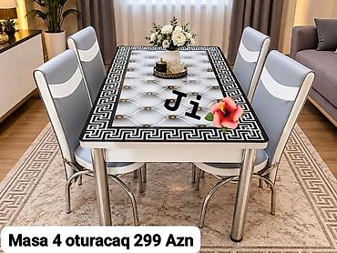 stol stul tap az: Mətbəx/Qonaq otağı üçün stol və 4 ədəd stul dəsti. - Masa: düzbucaqlı — 1