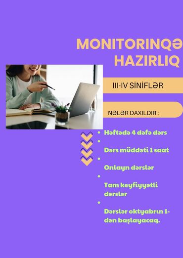 Другие курсы: Şagirdlər üçün monitorinq imtahanlarına hazırlıq dərsləri təklif