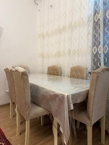 Qonaq otağı üçün, İşlənmiş, Açılan, Dördbucaq masa, 6 stul
