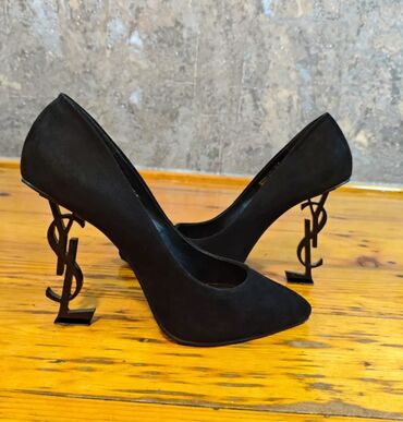 женские серебристые туфли: Tuflilər, YSL, Ölçü: 39, rəng - Qara, İşlənmiş