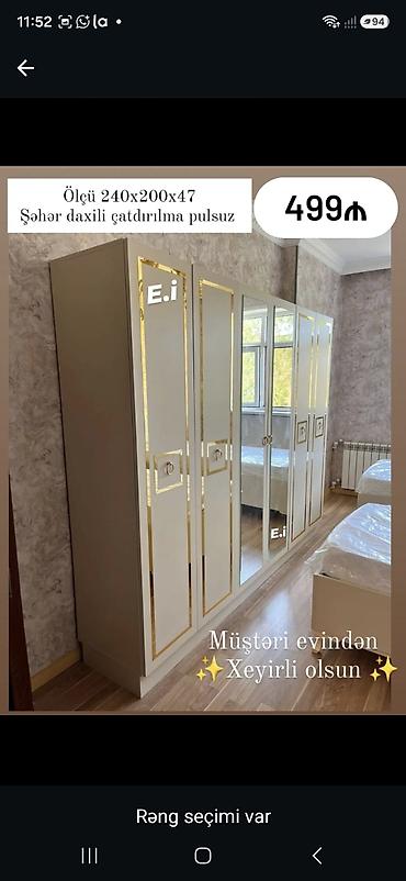 Məhsul: 6 qapılı paltarsaxlama şkafı Ölçü: 240 x 200 x 47 sm lalafo.az -da Məhsul: 6 qapılı paltarsaxlama şkafı Ölçü: 240 x 200 x 47 sm