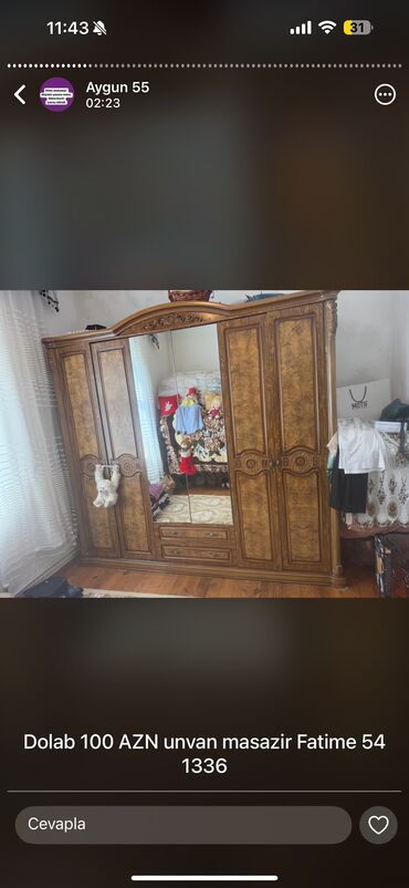 Çarpayılar: İşlənmiş, Açılan, Qarderob, paltar dolabı