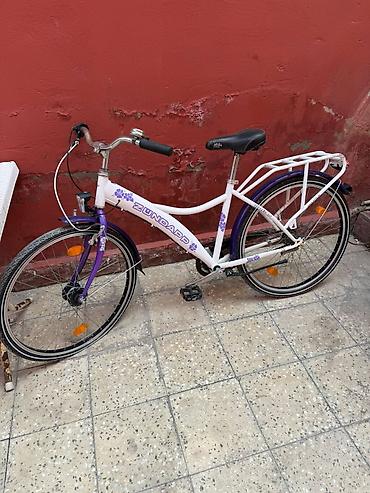 velosibet type 1: Zündapp şəhər velosipedi - Rəng: ağ-bənövşəyi dizayn, çiçək naxışları — 1