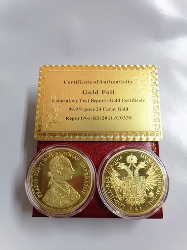 Numizmatika i filatelija: Veliki dukat Franc Jozef 24K pozlata
Cena:1700din mali dukat 1200 — 8