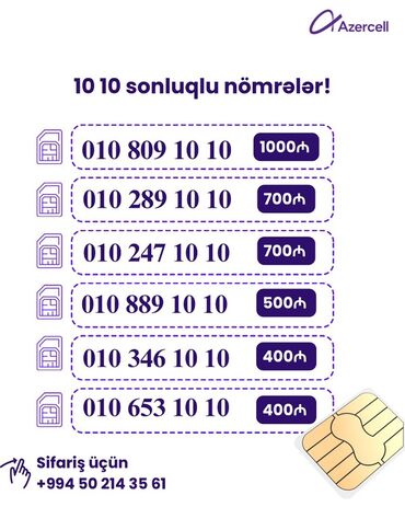 Başqa xidmətlər: Xüsusi Azercell nömrələri – rəsmi adınıza rəsmiləşdirmə ilə. Təklif — 8