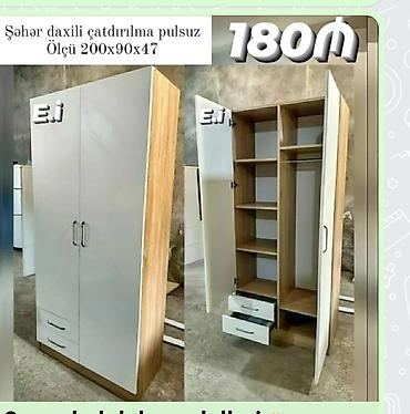 Ev üçün mebel: İki qapılı paltar şkafı - Ölçü: 200 x 90 x 47 sm - Daxili quruluş — 1
