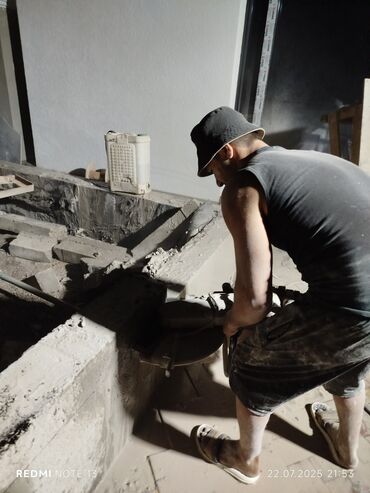 Beton işləri: Səssiz tozsuz səliqəli kəsim. Beton katlavan monolit kubik — 12