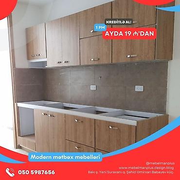 Sifarişlə mebel: Sifarişlə mətbəx dəsti, Sadə laminat, Kredit var, Pulsuz çatdırılma — 9