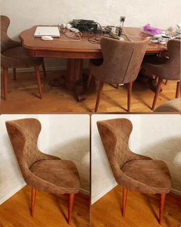 стол для чтения: Qonaq otağı üçün, İşlənmiş, Oval masa, 4 stul