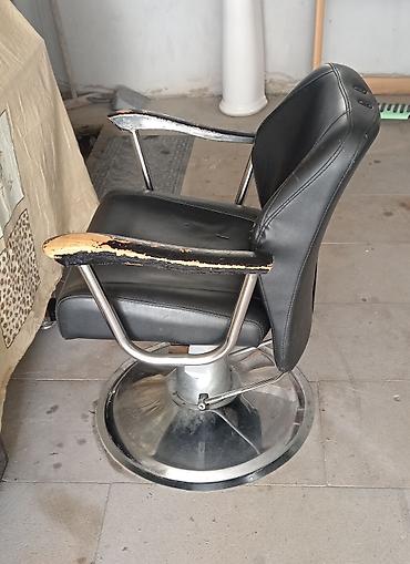Salon, tibbi mebel: Bərbər/kosmetoloji kreslosu - Material: qara rəngli süni dəridən — 3