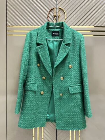 deri pencekler: Qadınlar üçün zümrüd-yaşıl tweed blazer Yasil pencek 📌firma-fourth