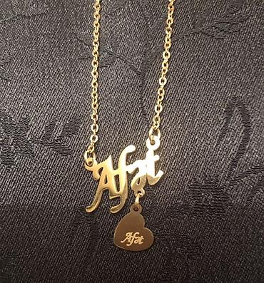 Boyunbağılar: Qızılı rəngli ad yazılı boyunbağı — “Afət” - Material: Stainless — 3