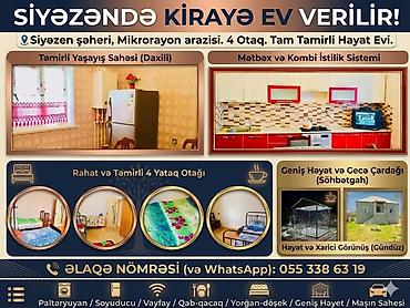 gunluk bağ evləri bakı: Siyəzən şəhəri, Mikrorayon ərazisində 4 otaqlı, tam təmirli həyət evi — 1
