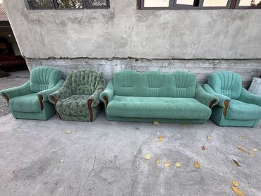диван и 2 кресла мягкая мебель: Комплект мягкой мебели, цвет - Зеленый