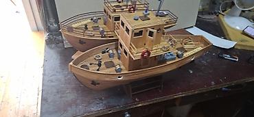 model masin: Taxta balıqçı/gəmisi maketi – əl işi - Material: təbii ağac panellər — 2