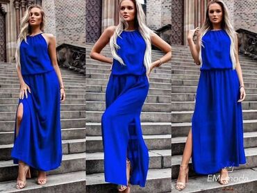 dugacke haljine svecane: One size, color - Blue, Evening, Without sleeves