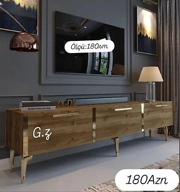 divarda kitab refi: Mebel TV tumbası - Ölçü: 180 sm (şəkildə göstərilib) - Material: ağac — 1