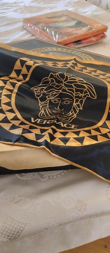 Ткани: Versace dizaynlı atlas dəst. YENİ İKİ YATAQ DƏSTİ. ATLAS QİZİLİ — 1