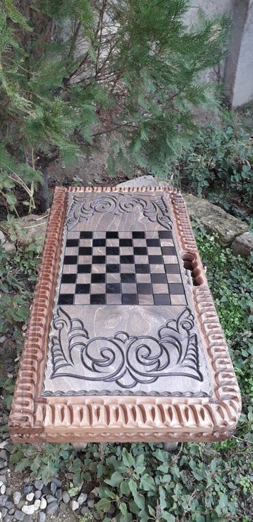 Nərdlər: (əl işləri ilə oyma naxışlı), laklı parlaq örtük - İkiüzlü — 3