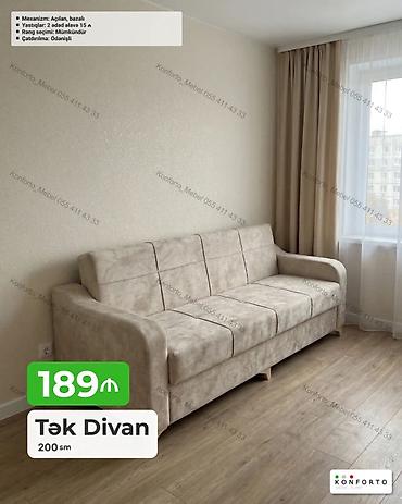 divan aləmi: Tək Divan – 200 sm - Mexanizm: açılan, bazalı (yataq funksiyalı, alt — 1