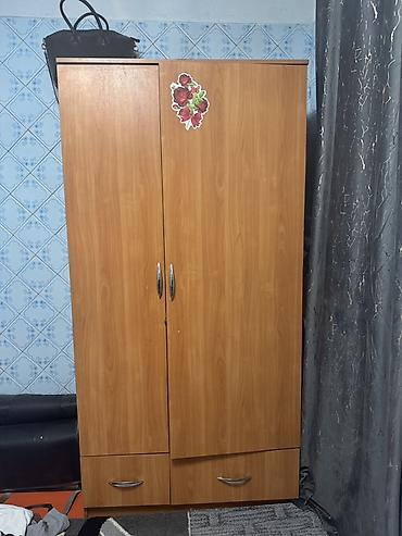 летние вещи: Двухдверный шкаф для одежды из ЛДСП под древесину (теплый — 2