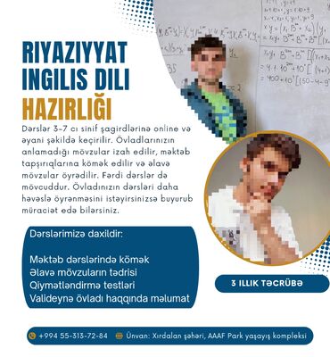 ərəb dili: Məktəbəqədər və ibtidai sinif hazırlığı, Azərbaycan dili, Əyani, Fərdi, Qrup