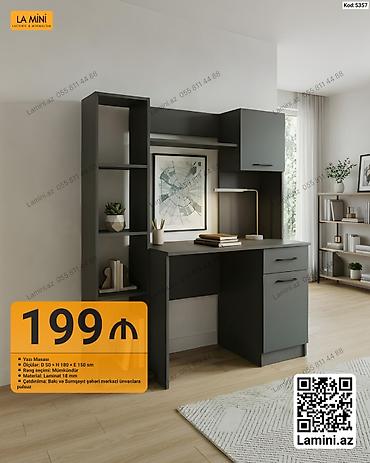 Ev və bağ: Düz masa, Stulsuz, Polkalı, Siyirməli, Sadə laminat — 1