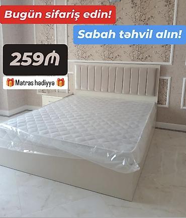 Mebel dəsti: Yumşaq başlıqlı, müasir üslubda ikinəfərlik çarpayı. Açıq