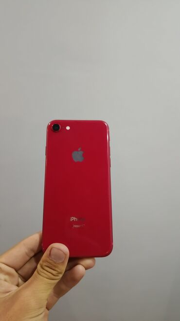 симка номер: IPhone 8, Б/у, 64 ГБ, Красный, Кабель, 100 %