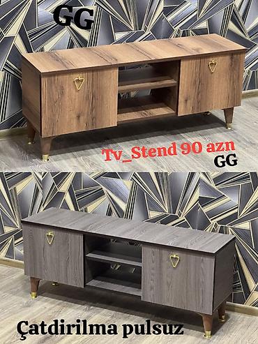 embawood tv stendler: Yeni, Düz TV altlığı, Polkalı — 2