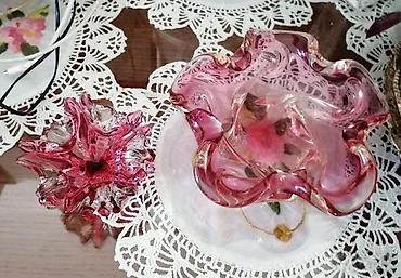 Ostali kućni dekor: Murano, ručno duvano RUŽIČASTI KRISTAL pepeljara 210gr. Murano — 11