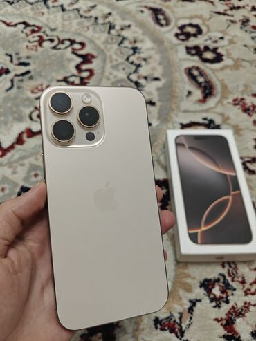 новые телефоны айфон: IPhone 16 Pro Max, Б/у, 256 ГБ, Desert Titanium, Коробка, 100 %