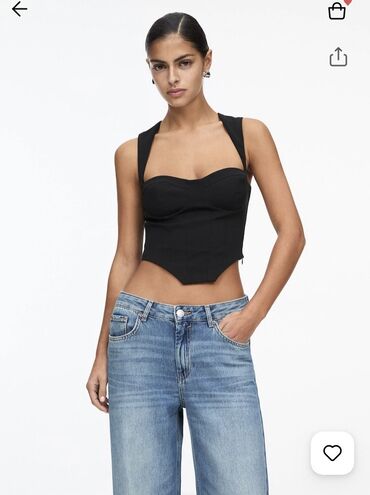 crop topovi: Pull and Bear, S (EU 36), Poliester, Jednobojni, bоја - Crna