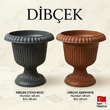 Bitkilər üçün dibçəklər: Dibcek – Türkiyə istehsalı keyfiyyətli gül əkən qab Bağ, balkon, həyət — 1