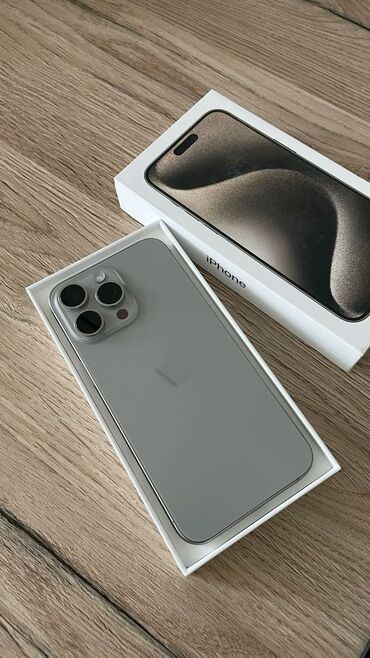 кабель для айфона: IPhone 15 Pro Max, Колдонулган, 256 ГБ, Natural Titanium, Коргоочу айнек, Кабель, Куту, 98 %