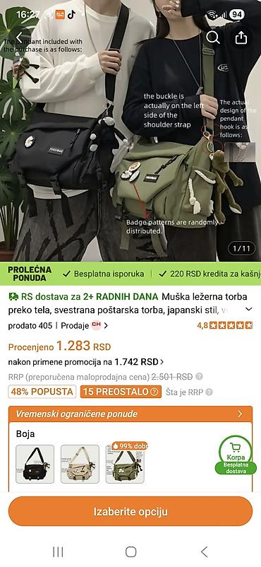 mona obrenovac: Muška torba preko ramena – ljubičasta,ili boje sa slike sa više — 3