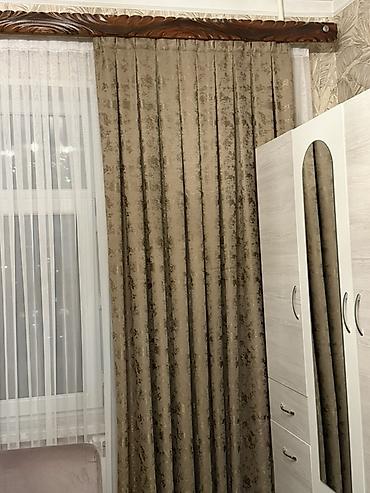 divar nacniki: Qonaq otağı üçün komplekt pərdə - Qalın dekorativ pərdə: Zeytun-bej — 3