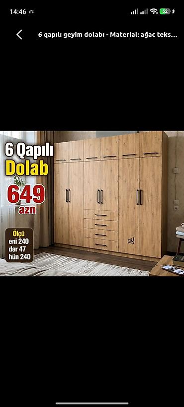 Dolablar: Yeni, 6 qapı, Siyirməli, Qəhvəyi, Açılan, Düz dolab — 1