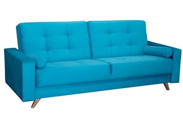 книжка диван: Прямой диван, цвет - Голубой, В рассрочку, Новый