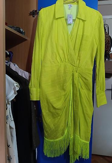 Haljine: Neon zeleno haljina-košulja sa resamam m do l - Model: midi — 3