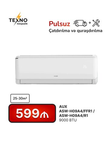 kondisoner ev ucun: Кондиционер AUX, 20-25 м², Сплит-система, Нет кредита, Бесплатная установка