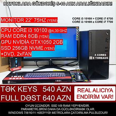 Masaüstü kompüterlər və iş stansiyaları: Oyun üçün Kompüter "Gaming DDR4 Lenovo Core i3 10100 8GB Ram GTX1050 — 3
