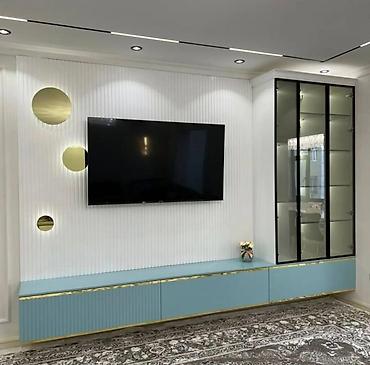zal qapıları: Modern üslubda hazırlanmış TV paneli və qonaq otağı üçün dekorativ — 1