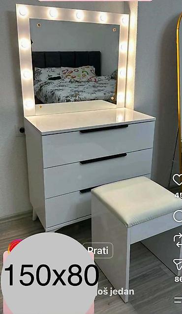 cipelarnik forma ideale cena: Beli toaletni stočić za šminkanje s velikim ogledalom i ugrađenim LED — 1