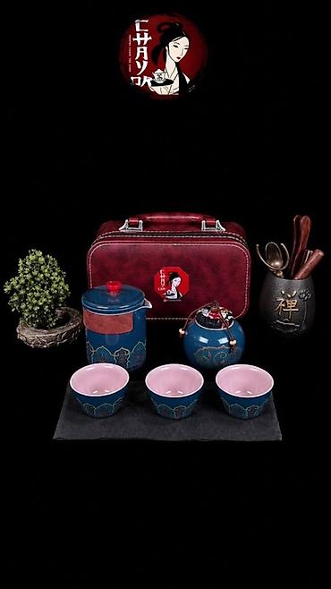 su cen: Çay dəsti, rəng - Narıncı, Keramika, 3 nəfərlik, Yaponiya — 5