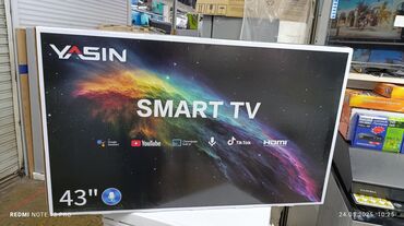 ош телевизоры: Срочная акция телевизор YASIN 43 cmart android 14 Модель 43E9000 Цена